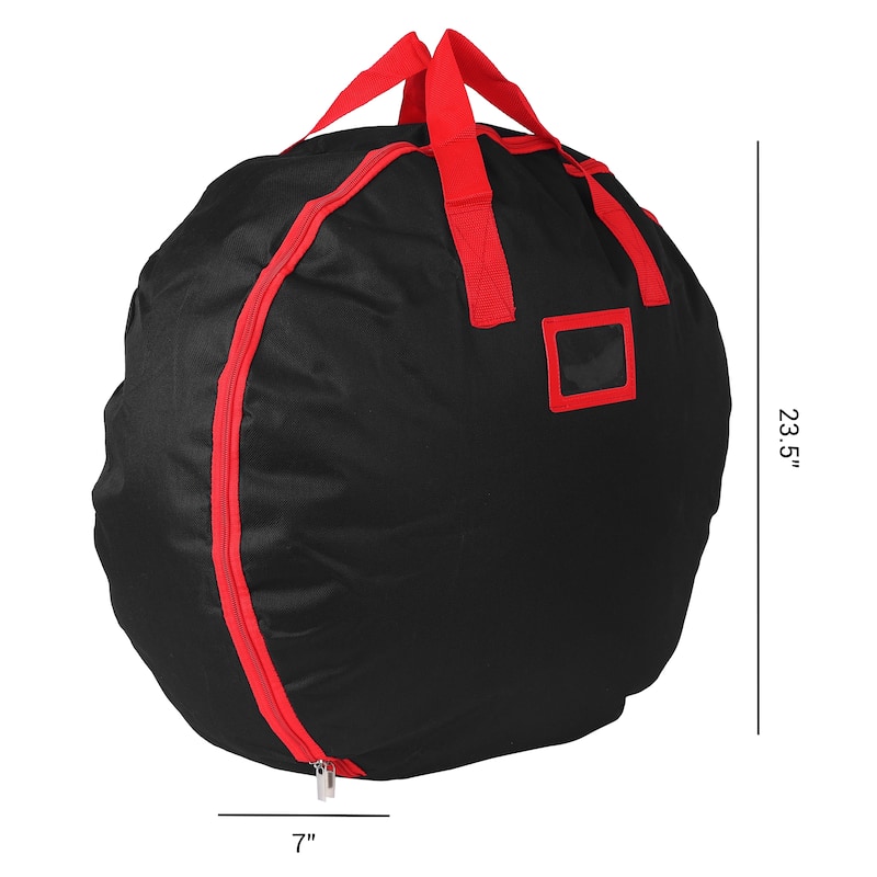 1 Pack Foldable Round Storage Bags with Handles, Moving Bags for Clothes, Comforters, Closet Organizers - Black - 23.5*7in