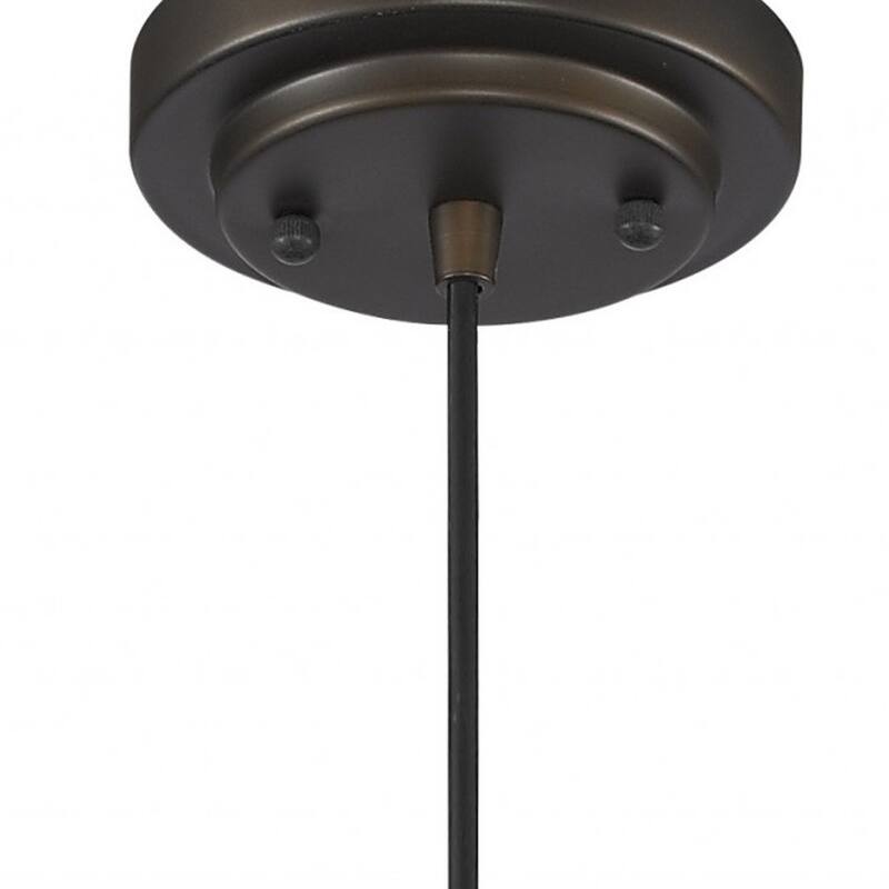 HomeRoots Antique Bronze Hanging Light with Textured Glass Shade - 8.5' X '13.25' X '8.5