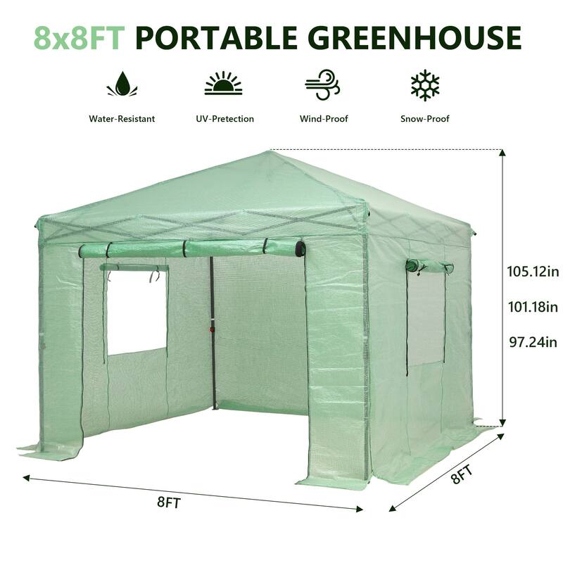 Ainfox 10X10FT Instant Pop-up Greenhouse, Walk-in Plant Gardening Green House