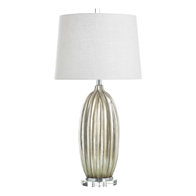 StyleCraft Poly Table Lamp - Laslo Silver - White Shade - Laslo Silver, Light Grey