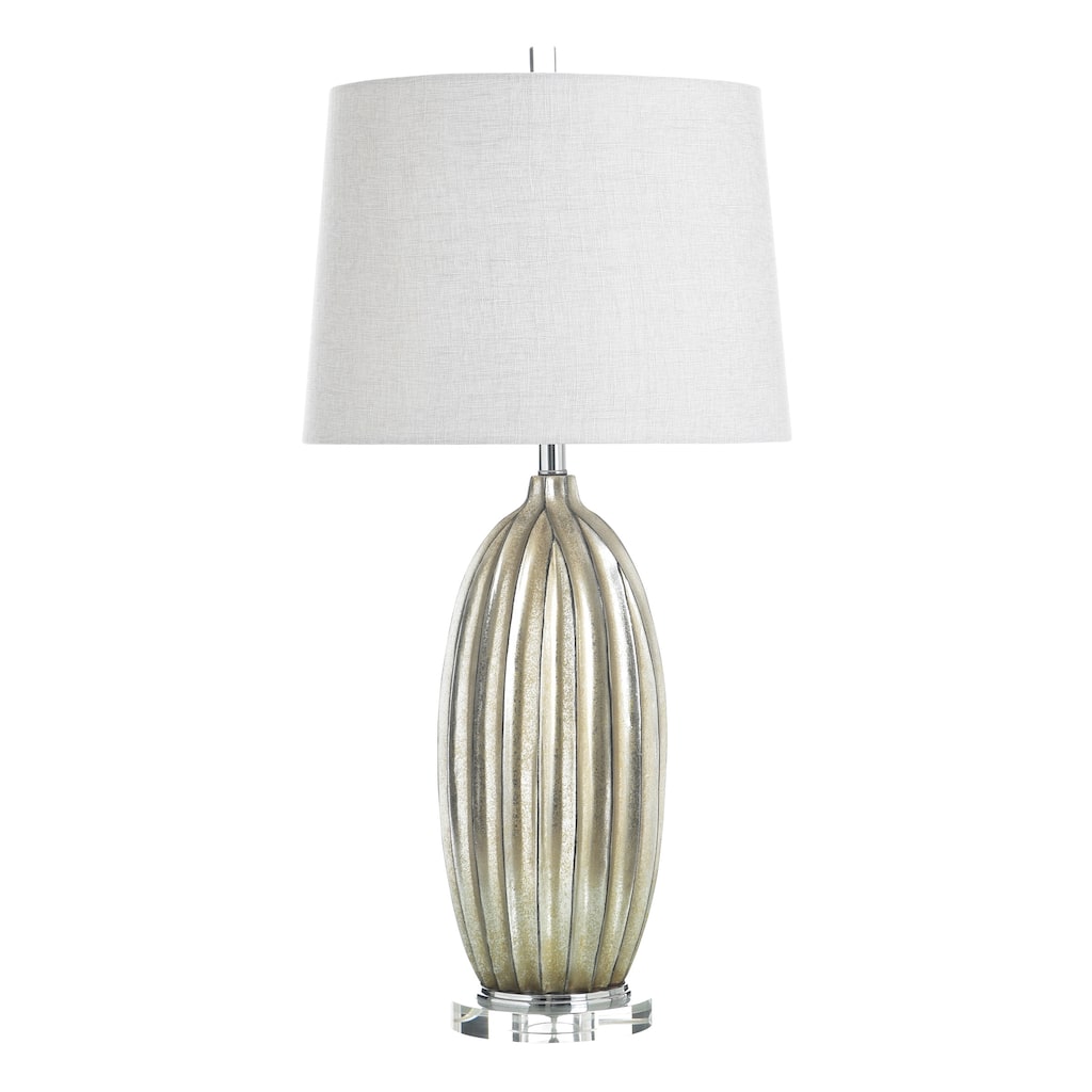 StyleCraft Poly Table Lamp - Laslo Silver - White Shade