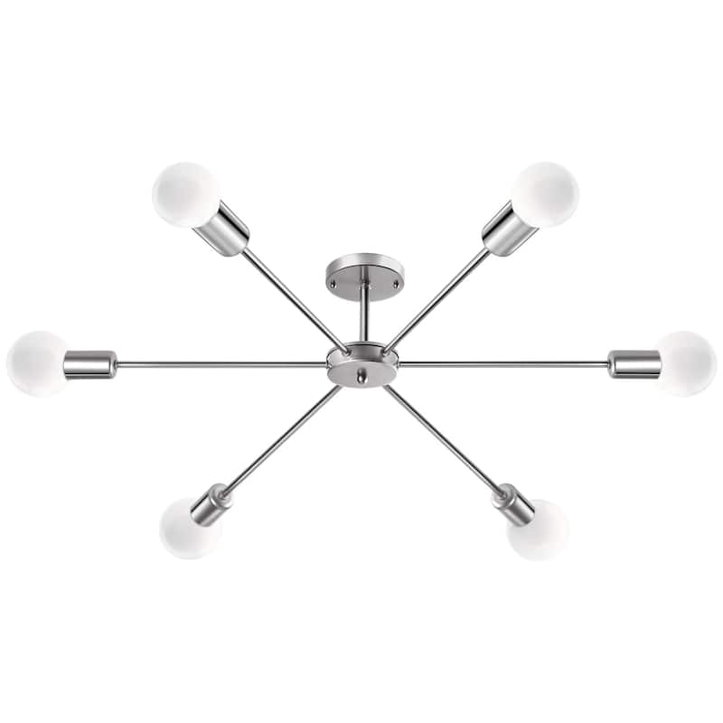 22.44 in. 6-Light Modern Semi- Flush Mount Ceiling Light with No Bulbs Included - 22.44''