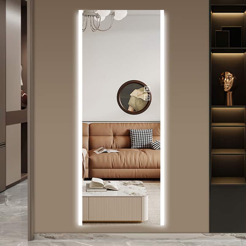 65x21 inch LED Full Length Mirror Frameless Wall Mounted 3 Color Light Explosion proof