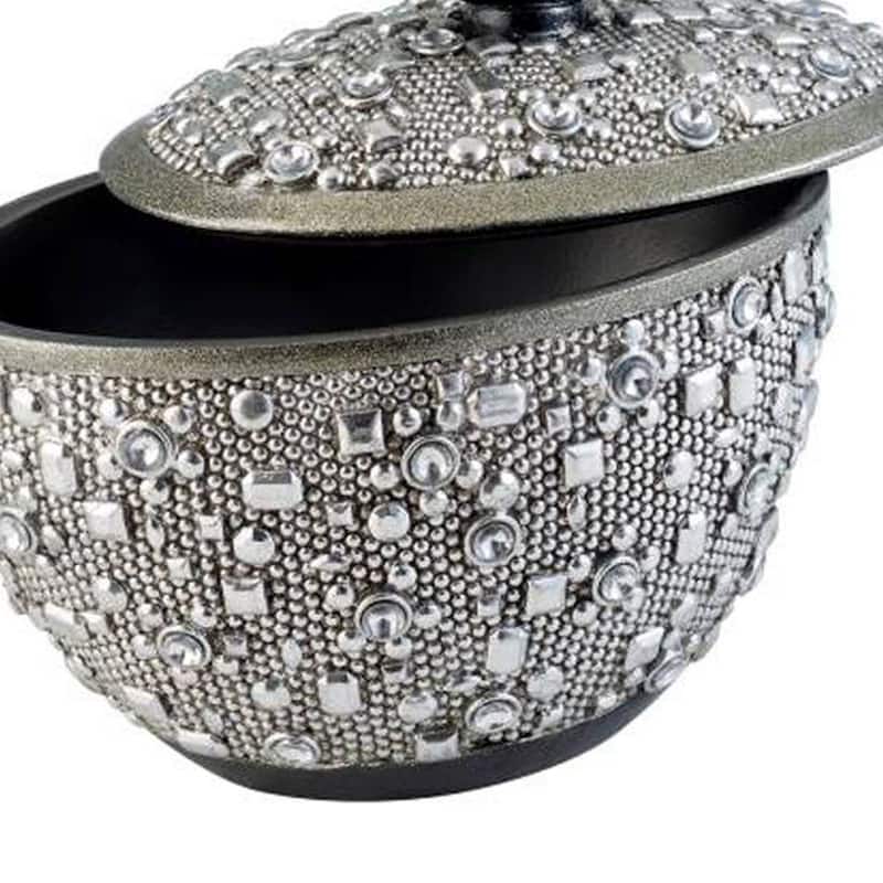 8" Tall Polyresin Decorative Jewelry Box" Twilight" with Silver finish - Silver