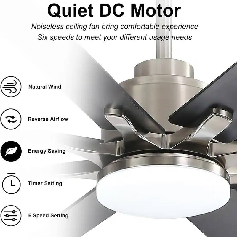 52/60/66 Inch Downrod Ceiling Fan with Light,Plywood Blades,Reversible DC Motor