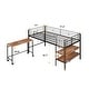 preview thumbnail 7 of 13, Black Twin Size Metal Loft Bed with Desk and Shelves for Kids