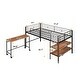 preview thumbnail 16 of 16, Modern Twin Size Metal Loft Bed w/ Desk & Shelves Platform Bed Frame for Kids, Teens No Box Spring Needed, Easy Assembly