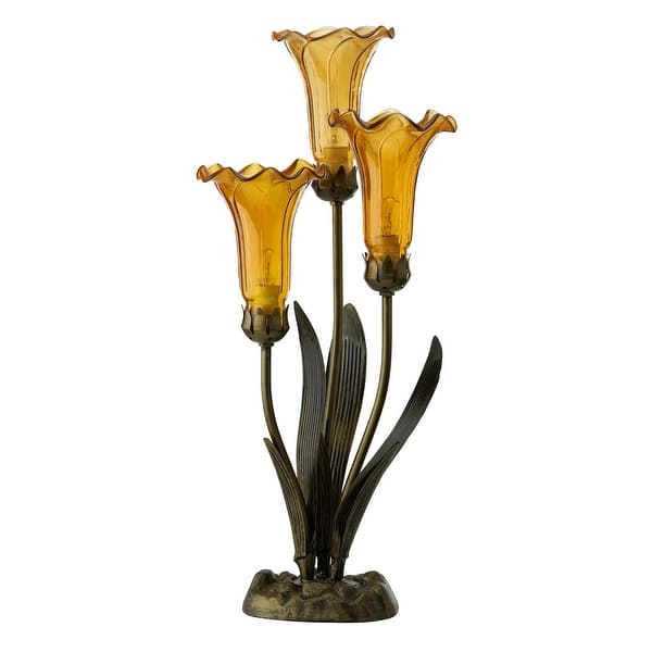 Laura River of Goods Brushed Metal and Glass Novelty Bell Shades 21.5-Inch Table Lamp - 10" x 10" x 21.5"