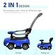 preview thumbnail 6 of 7, 2-in-1 Ride-On Car Stroller for Kids with Real Steering, Music & Safety Footrest - Blue
