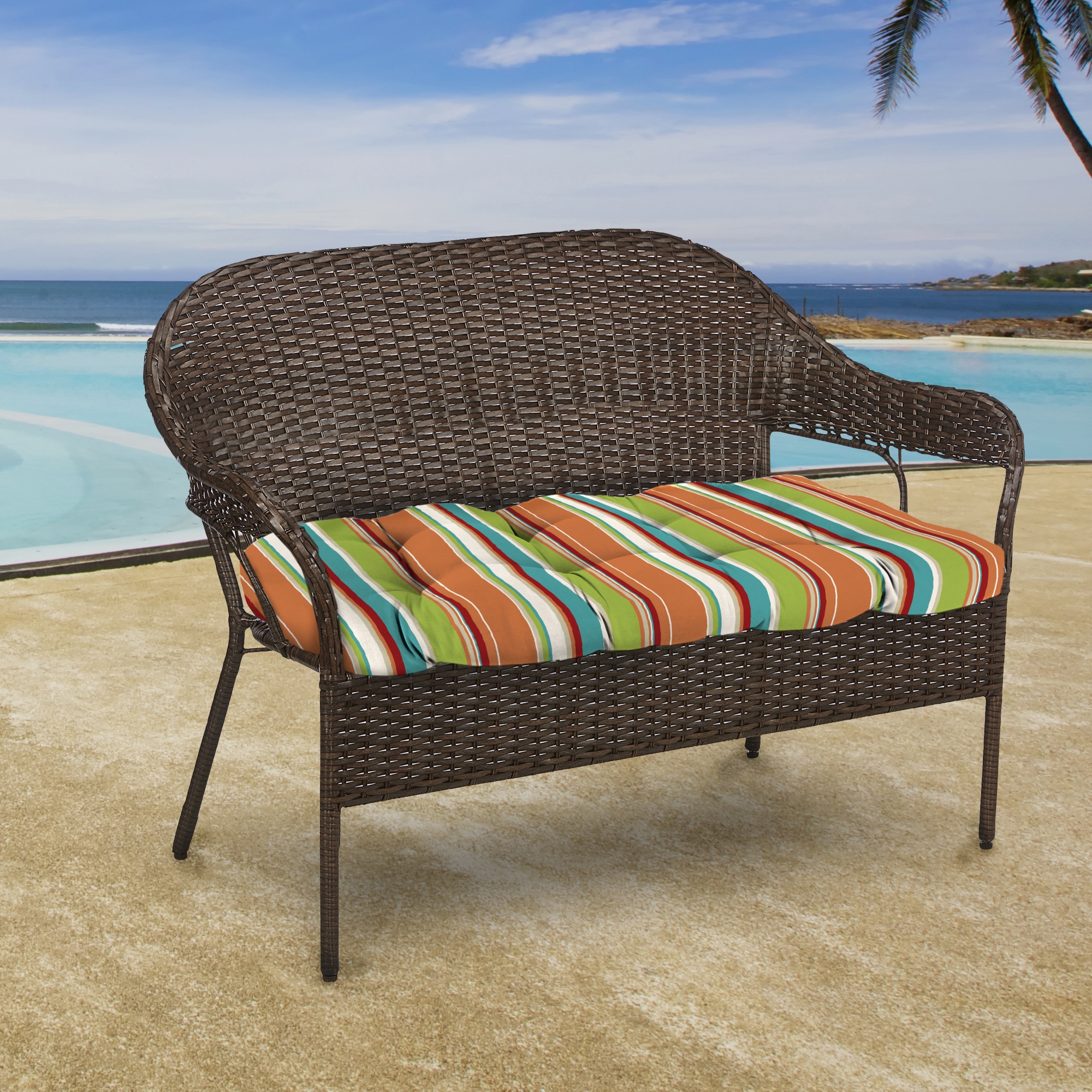 Wicker top bench cushion