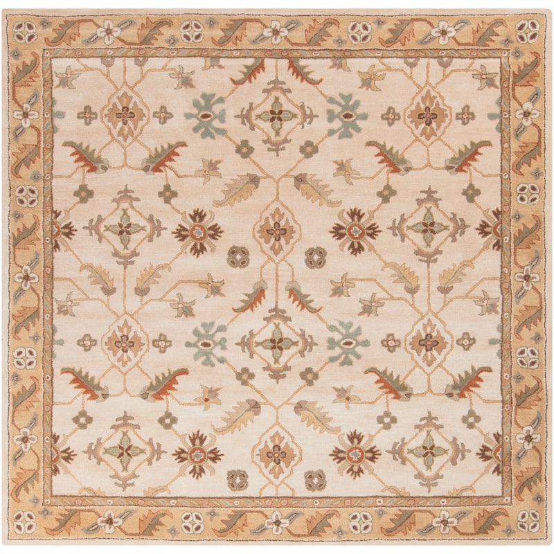 Hand-tufted Wendy Beige/Green Wool Area Rug - 9'9" Square