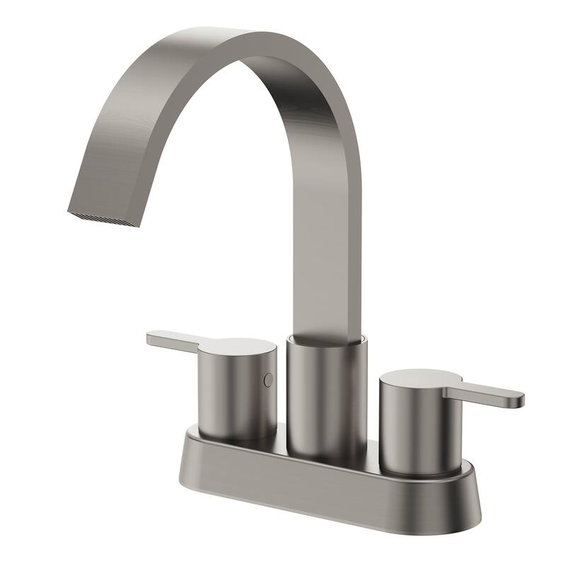 Double Handles 4 inche Centerset Bathroom Sink Faucet - Brushed Nickel