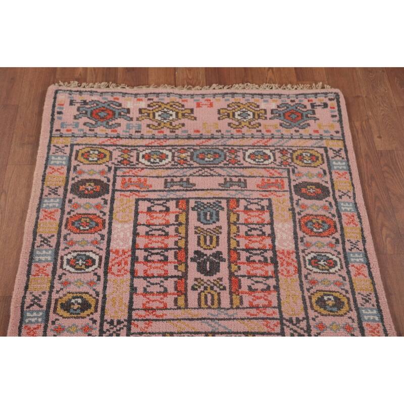 Geometric Khotan Oriental Runner Rug Wool Carpet - 2'6"x 9'9"