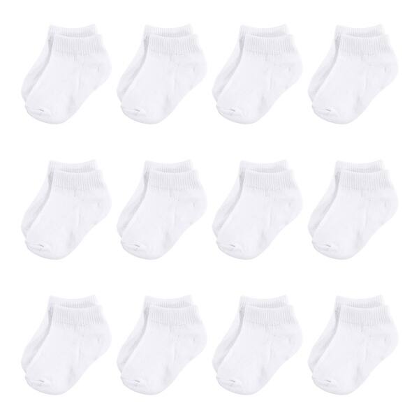 slide 1 of 1, Hudson Baby Infant Unisex Cotton Rich Newborn and Terry Socks, White No-Show 0-6 Months - White No-Show