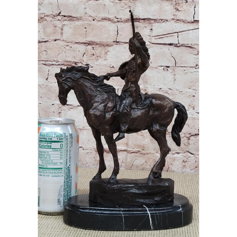 Mohican Western Bronze Statue Sculpture Native American Indian Horseback 11 Inches X 8 Inches