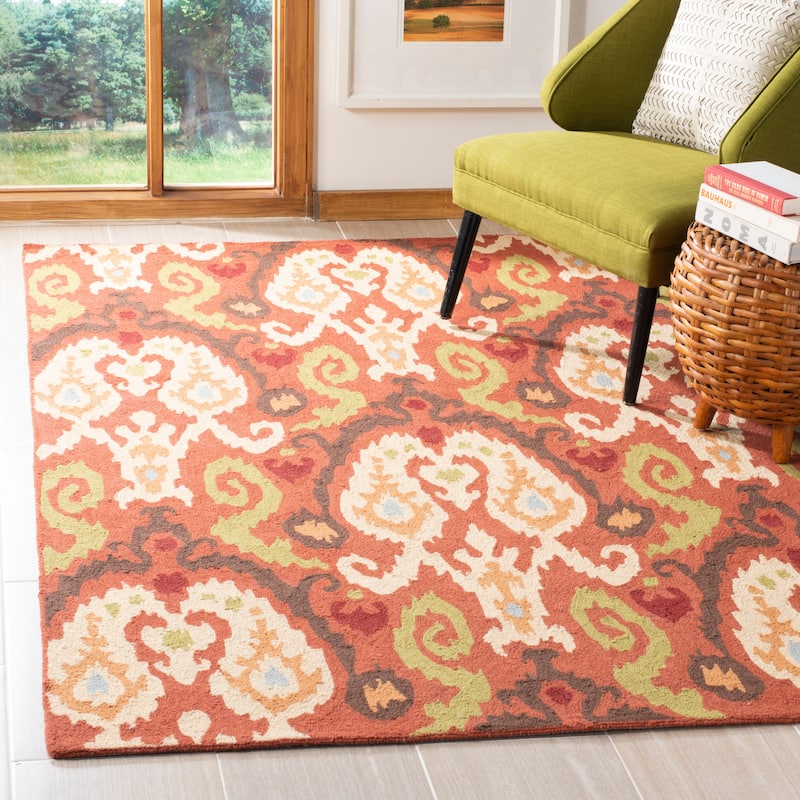 SAFAVIEH Hand-hooked Chelsea Vivi Country Oriental Wool Rug - 5'3" x 8'3" - Rust/Multi