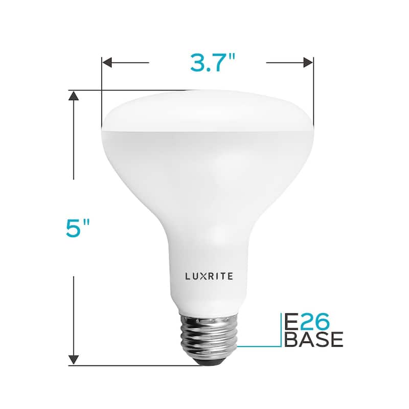 Luxrite BR30 LED Flood Light Bulb Dimmable 650 Lumens 9W=65W E26 Base Energy Star UL Listed Damp Rated 12-Pack