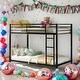 preview thumbnail 10 of 25, Modern Convenient Design Twin Over Twin Metal Bunk Bed,Low Bunk Bed With Ladder, Black