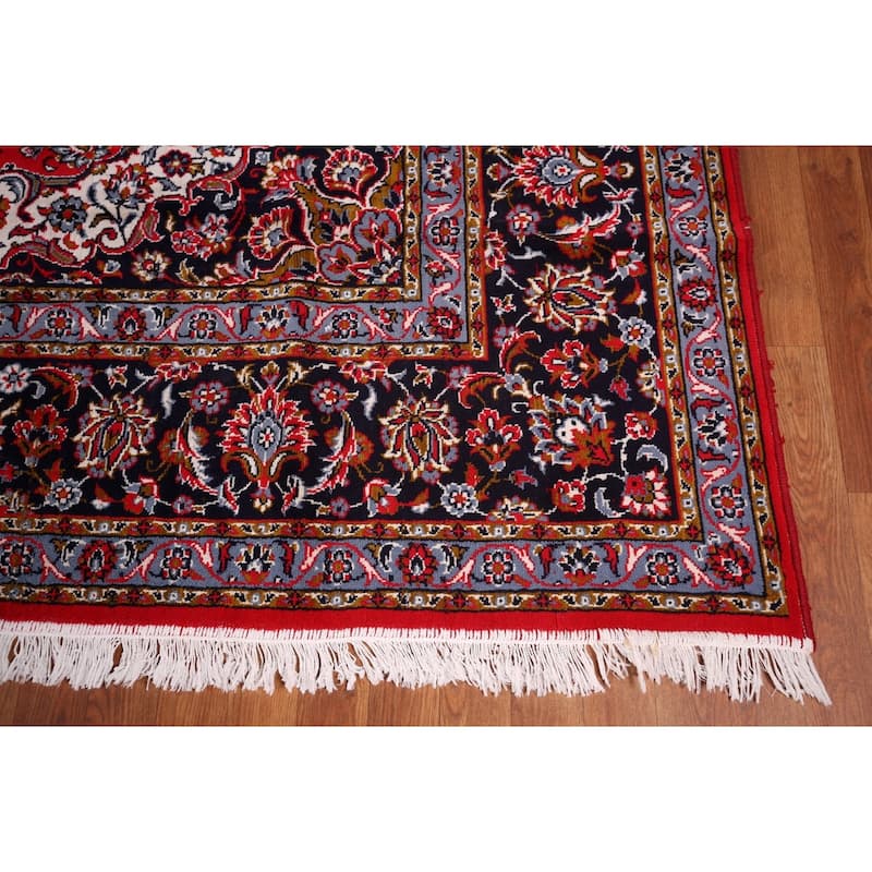 Red Kashan Turkish Area Rug Machine Made Bedroom Carpet - 9'9" x 12'0"