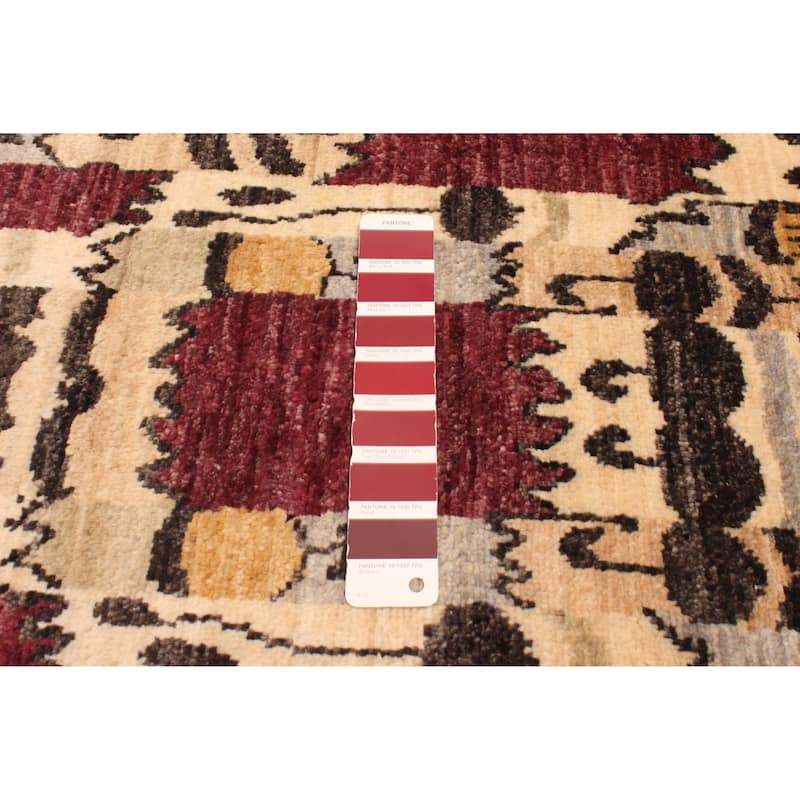 ECARPETGALLERY Hand-knotted Peshawar Ziegler Burgundy Wool Rug - 7'9 x 10'0