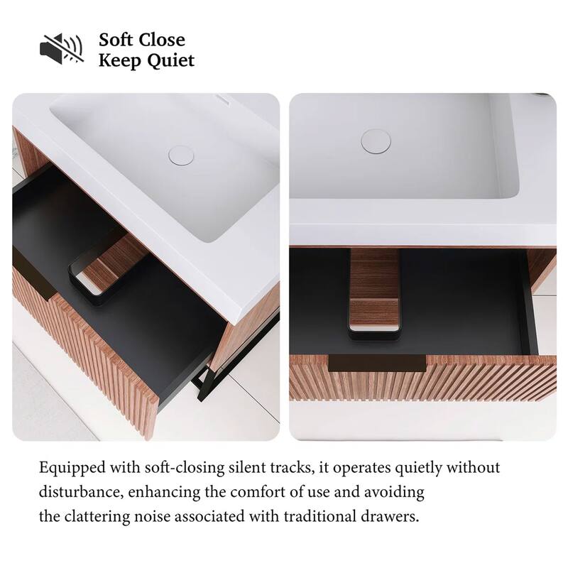 Freestanding Bathroom Vanity with White Integrated Solid Surface Sink