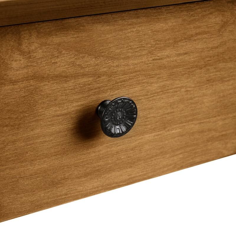 Retro 43" Curved Wood Console Table with 3 Drawers and Open Shelf, Sofa Table Behind Couch for Living Room and Hallway Storage