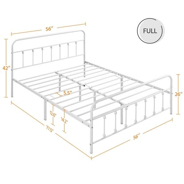 Yaheetech Classic Iron Bed Metal Bed Frames with High Headboard Bed