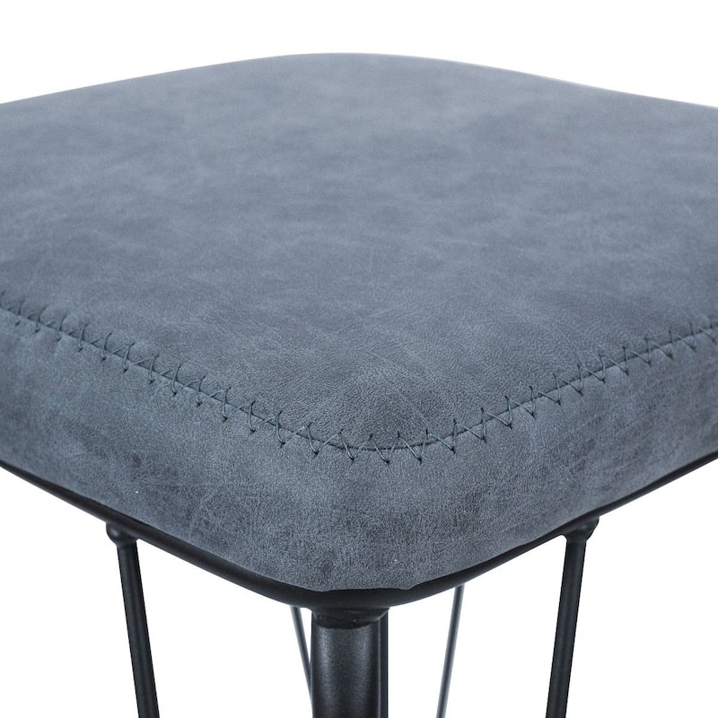 LeisureMod Millard Leather Cushion Barstool With Metal Frame - 30"