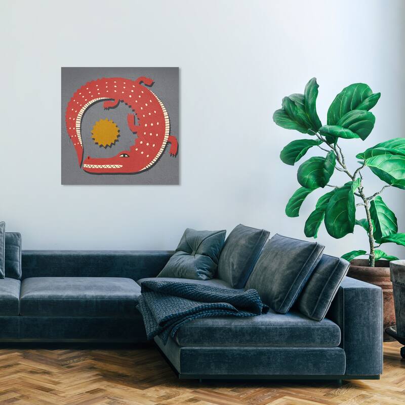 Wynwood Studio Canvas Animals Solar Guardian Orange and Dark Orange Modern & Contemporary Wall Art Canvas Print - 30 x 30