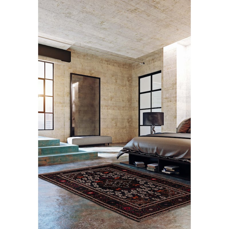 ECARPETGALLERY Hand-knotted Teimani Dark Navy Wool Rug - 3'11 x 7'0