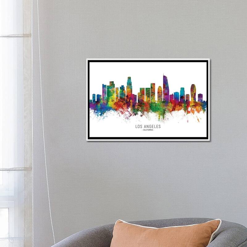 iCanvas "Los Angeles California Skyline" by Michael Tompsett Framed Canvas Print