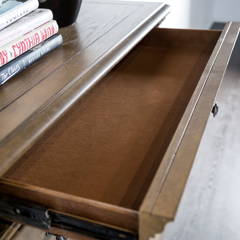 Furniture of America Rubb 2-Piece Aged Oak Wood 9-Drawer Dresser and Mirror Set