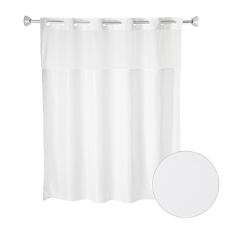 Whitmor No Hook Split Ring Shower Curtain with Window, No Snap Liner, 71" x 74"