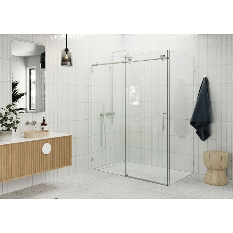 Glass Warehouse 90SL-60-38 Nova 78" High x 60" Wide x 38" Deep Sliding - Brushed Nickel