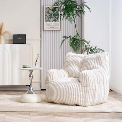 Soft Fluffy Corduroy Fabric Bean Bag Chair Filled with Memory Sponge