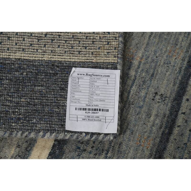 Gabbeh Indian Area Rug Handmade Bedroom Grey Wool Carpet - 5'3" x 7'6"