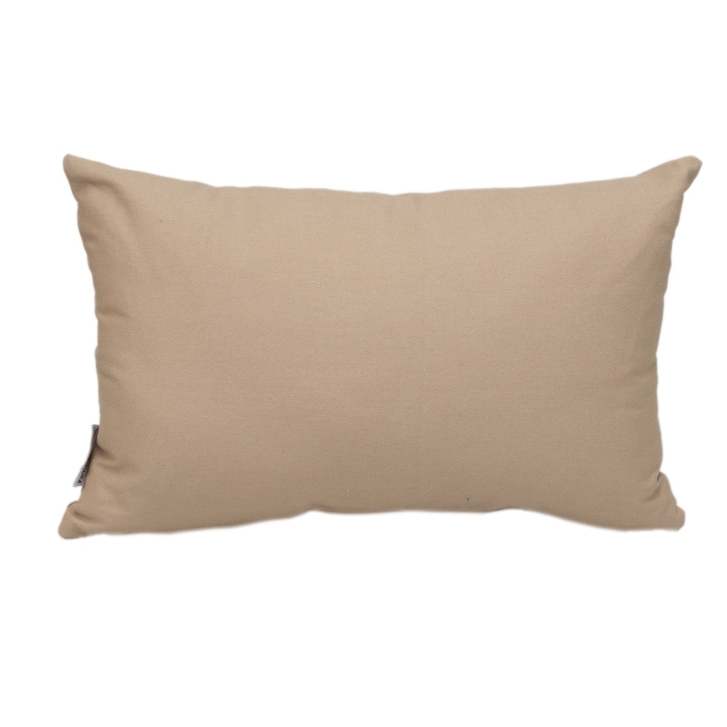 HomeRoots 12" X 18" Beige Cotton Lumbar Throw Pillow