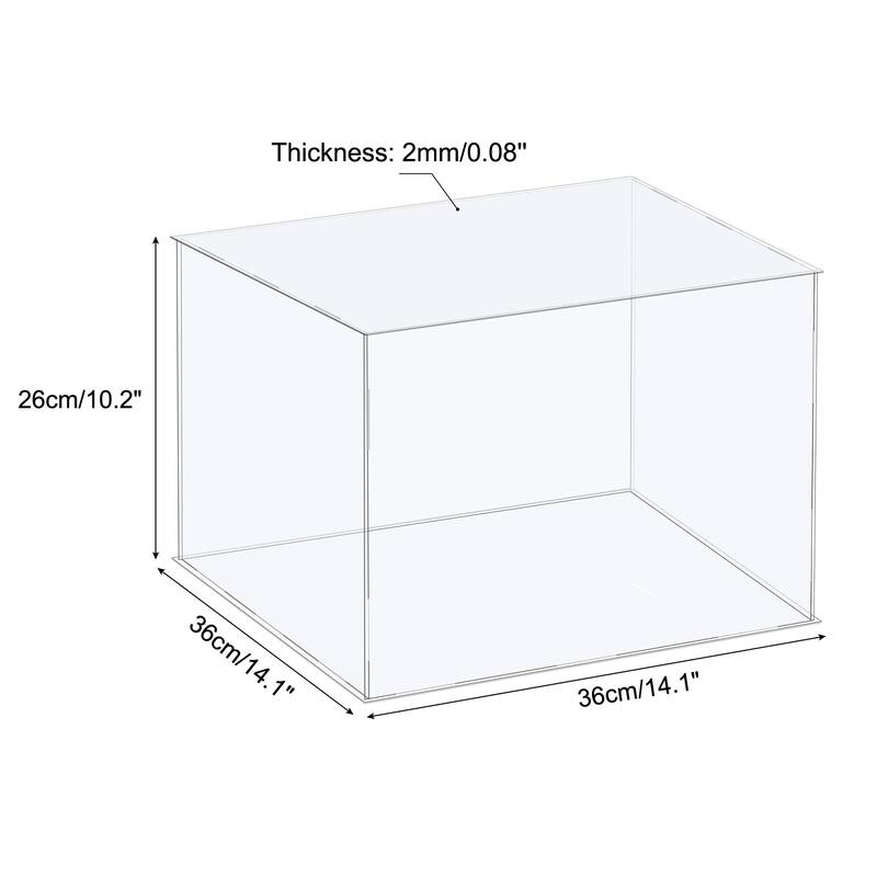 Acrylic Display Case Plastic Box Storage Box Clear Assemble Showcase - 14.1x14.1x10.2 Inch