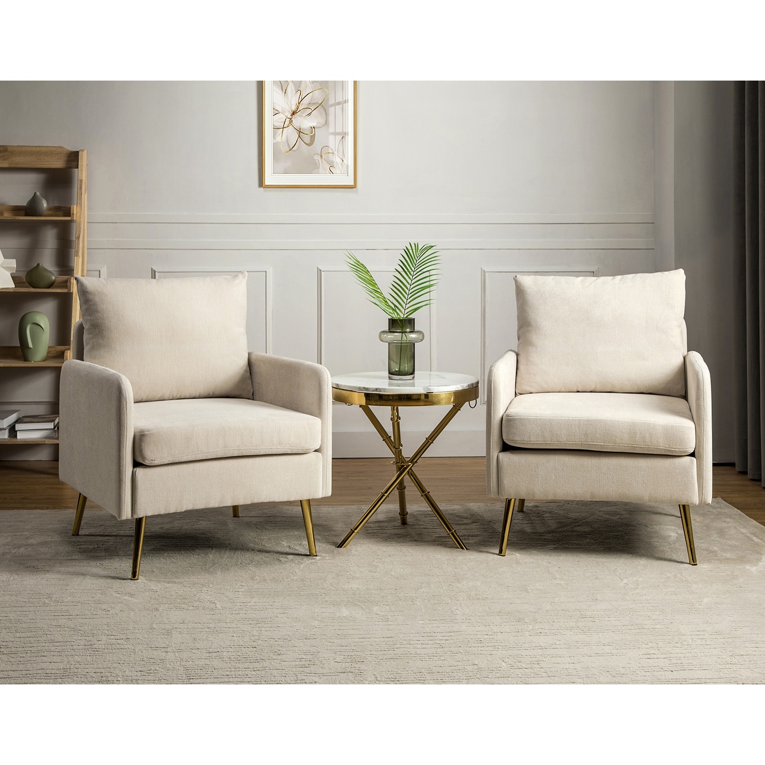 HULALA HOME Narycia Upholstered Modern Arm Chair with Removable Cushions Set of 2