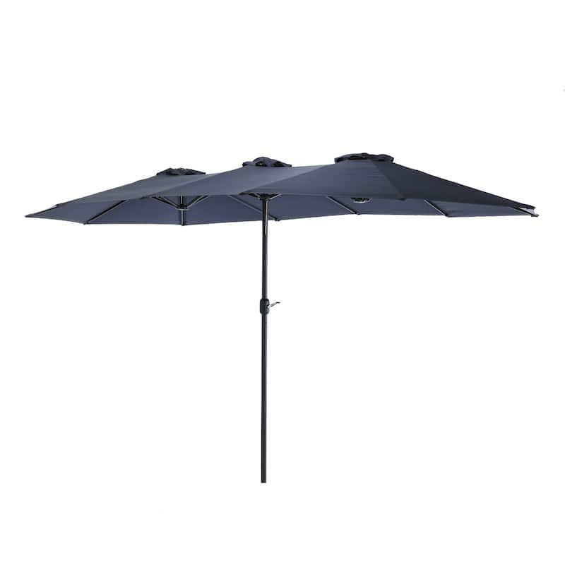 HOMEFUN 14.8 Ft Double Sided Outdoor Umbrella Rectangular Large with Crank