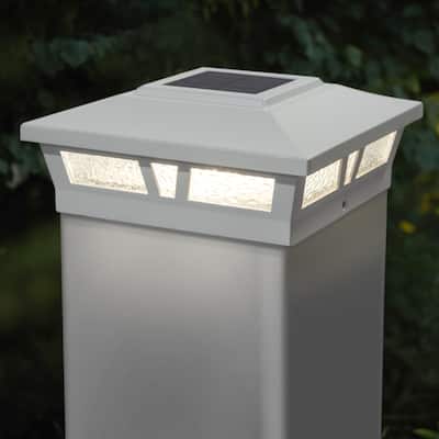Classy Caps 6x6 White Aluminum Oxford Solar Post Cap (Set of 2)