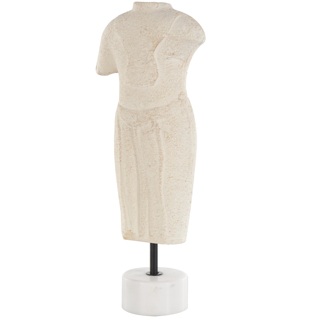 Cream Paper Mache Antique Style Female Form Statue Woman Decorative Sculpture with White Marble Base