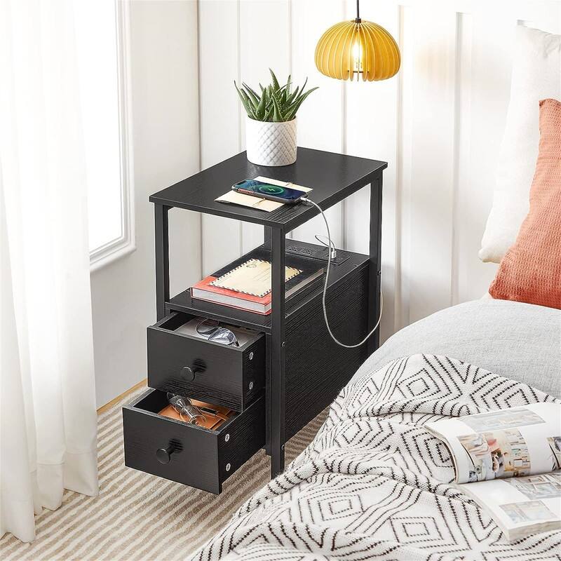 End Table with Charging Station - 11.8"D x 18.9"W x 24"H