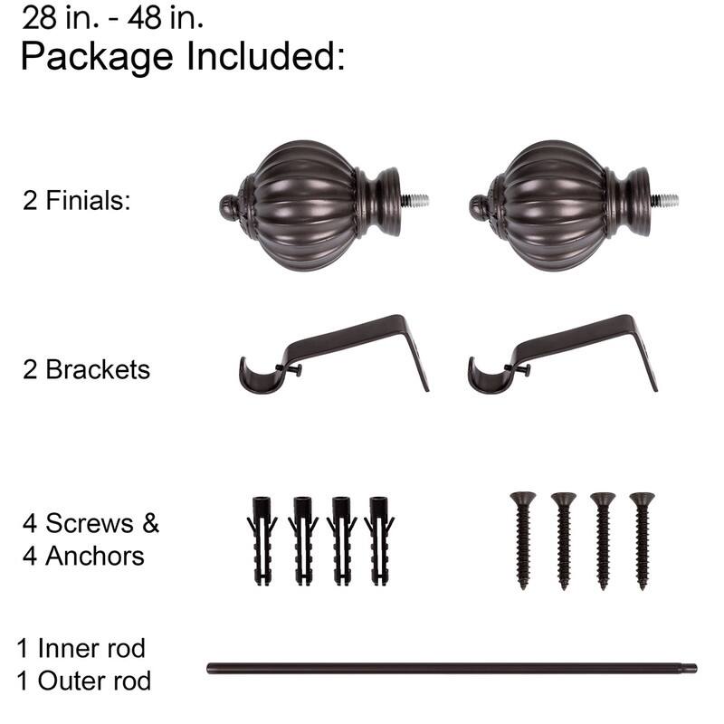 UTOPIA ALLEY Wall Mounted 3/4 Inch Curtain Rod - Curtain Rods For Windows, Adjustable Drapery Rods