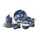 222 Fifth Adelaide 16-Piece Porcelain Dinnerware Set, Dark Blue