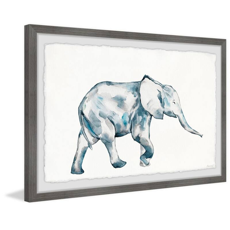 Beachy Elephant Wall Art Print Framed Canvas Painting for Living Room Decor 30x20