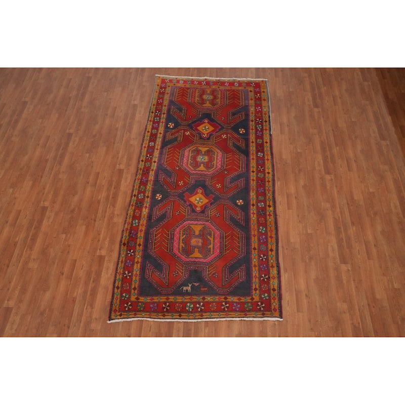 Hand Knotted Oriental 100% Wool Carpet Traditional Tribal Red Meshkin Area Rug - 10' 0'' X 4' 9''