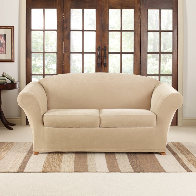 SureFit Stretch Pique 3 Piece Loveseat Slipcover