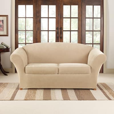 SureFit Stretch Pique 3 Piece Loveseat Slipcover