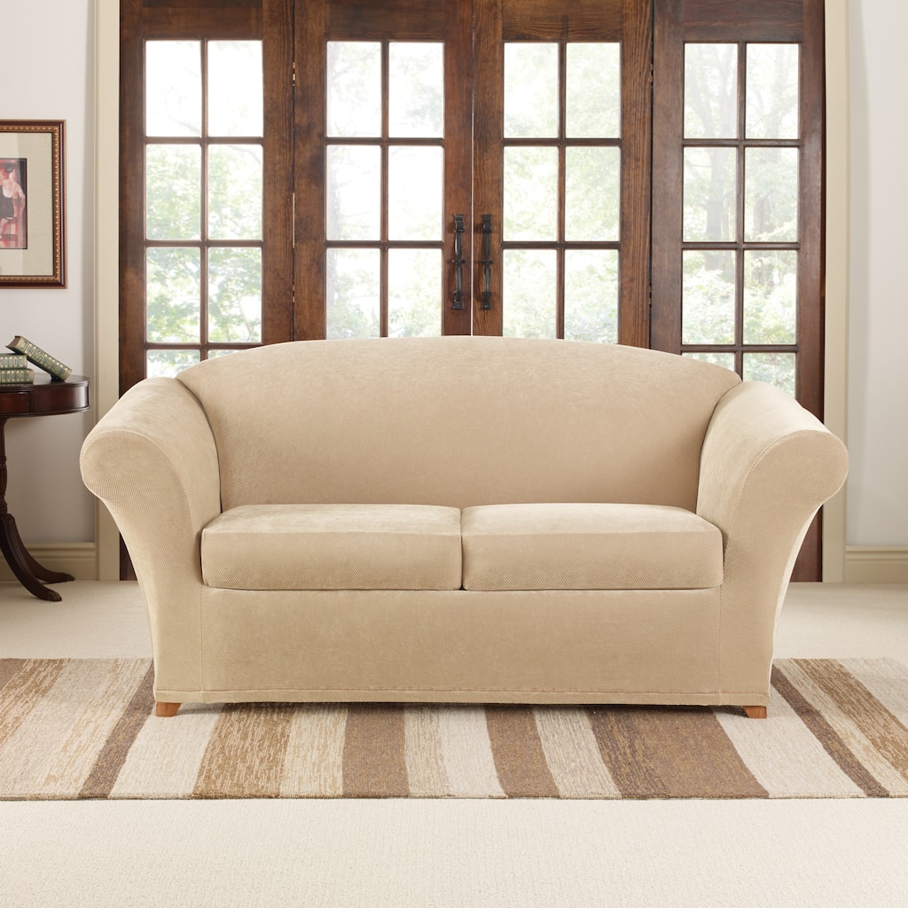 SureFit Stretch Pique 3 Piece Loveseat Slipcover
